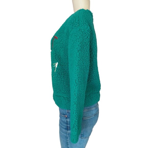 Wallflower Christmas Holiday Sweater Juniors Size Medium Green Sherpa Winter - Picture 3 of 12